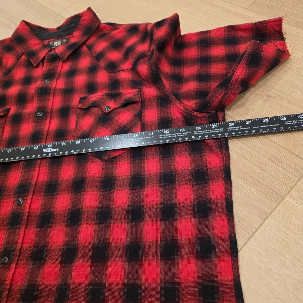 RRL Ralph Lauren Plaid Workshirt Mens XXL Western Sleeve & Hem Cut Distressed - Picture 12 of 16